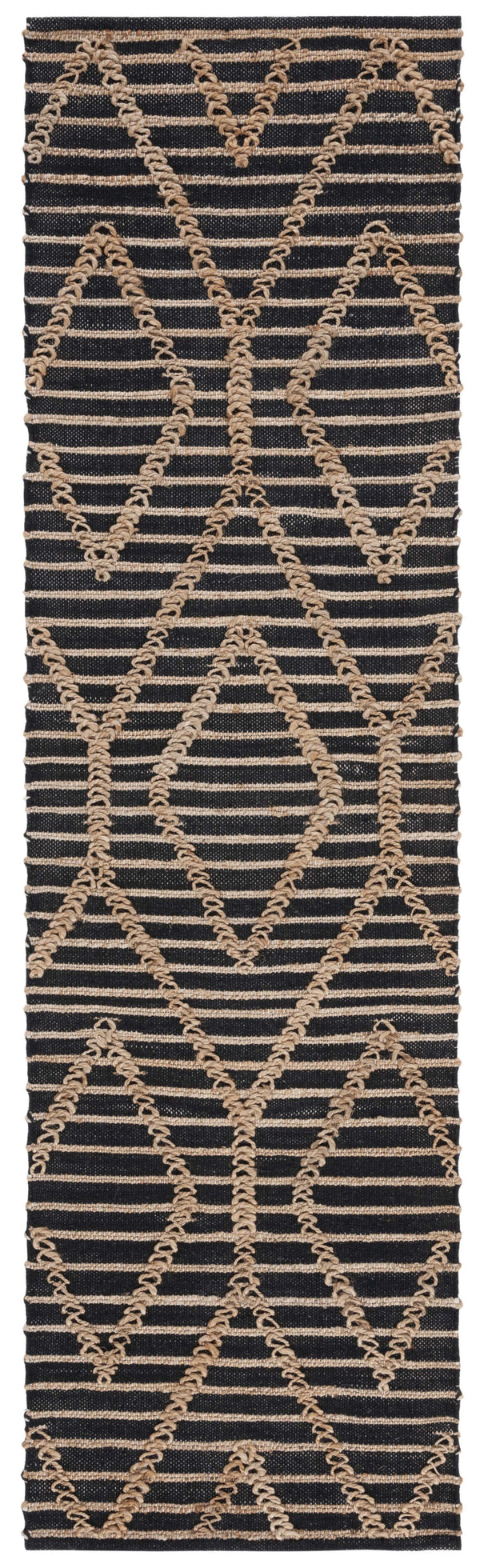 Safavieh Natural Handcrafted Jute-Cotton Flatweave Rug In Black & Natural — Low-Profile, Durable, Global Chic 6'-0" x 8'-0" NF378Z-68