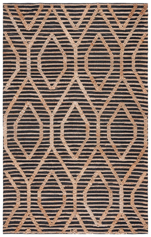 Safavieh Natural Handcrafted Jute-Cotton Flatweave Rug In Black & Natural — Low-Profile, Durable, Global Chic 6'-0" x 8'-0" NF378Z-68