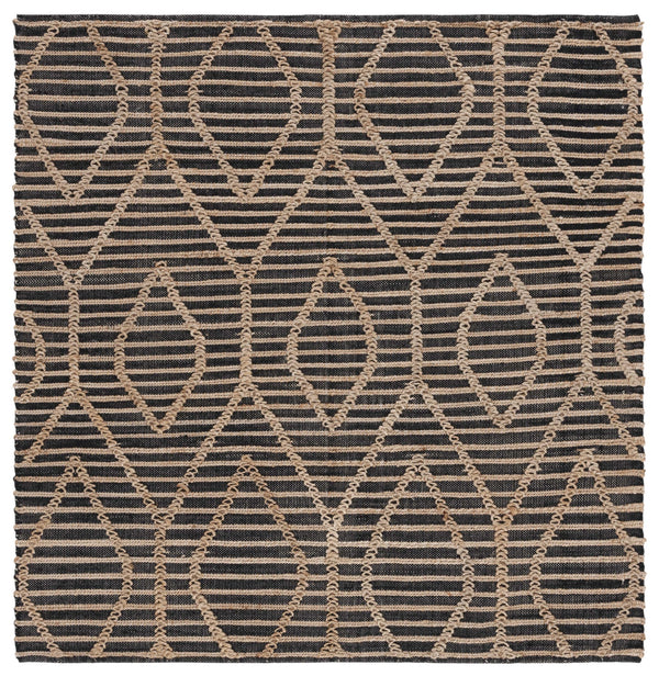 Safavieh Natural Handcrafted Jute-Cotton Flatweave Rug In Black & Natural — Low-Profile, Durable, Global Chic 6'-0" x 8'-0" NF378Z-68