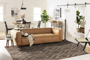 Safavieh Natural Handcrafted Jute-Cotton Flatweave Rug In Black & Natural — Low-Profile, Durable, Global Chic 6'-0" x 8'-0" NF378Z-68