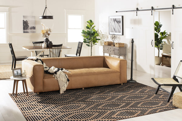 Safavieh Natural Handcrafted Jute-Cotton Flatweave Rug In Black & Natural — Low-Profile, Durable, Global Chic 6'-0" x 8'-0" NF378Z-68