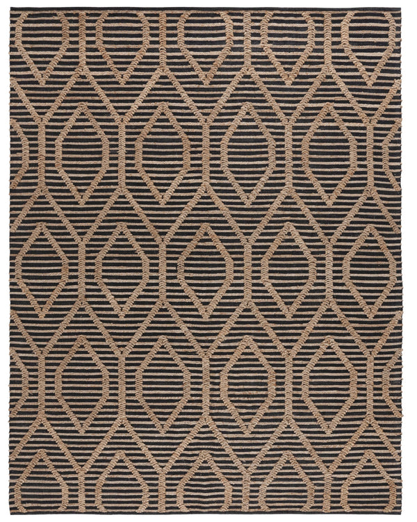 Safavieh Natural Handcrafted Jute-Cotton Flatweave Rug In Black & Natural — Low-Profile, Durable, Global Chic 6'-0" x 8'-0" NF378Z-68