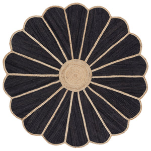 Safavieh Natural 6' X 6' Round Area Rug In Striking Natural/Black – Durable Jute, Elegant Flatweave Design Natural ,Black Jute Nf384z-6r