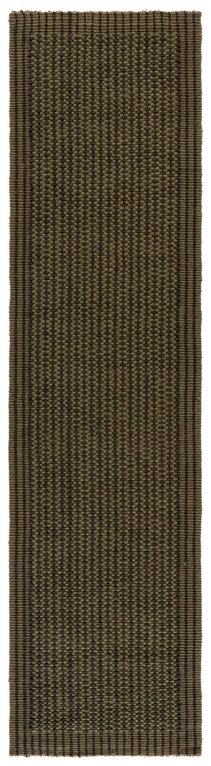 Safavieh Nf Hand‑Woven Jute Loop Rug Charcoal With Green Accents — Eco-Friendly Textured Artisan Floor Runner 5'-0" x 8'-0" NF451B-5