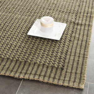 Safavieh Nf Hand‑Woven Jute Loop Rug Charcoal With Green Accents — Eco-Friendly Textured Artisan Floor Runner 5'-0" x 8'-0" NF451B-5