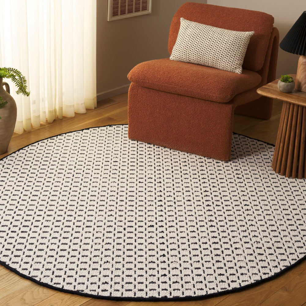 Safavieh Natural Fiber Area Rug - Elegant Geometric Design In Luxurious Wool Blend, Perfect For Any Room Ivory ,Black 71% Wool,17% Jute & 12% Polyester Nf489z-6