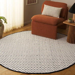 Safavieh Natural Fiber Area Rug - Elegant Geometric Design In Luxurious Wool Blend, Perfect For Any Room Ivory ,Black 71% Wool,17% Jute & 12% Polyester Nf489z-6