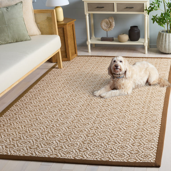 Safavieh Natural Sisal Geometric Area Rug In Warm Brown Tones — Low-Profile Jacquard Weave, Coastal Chic 8'-0" x 10'-0" NF530T-8