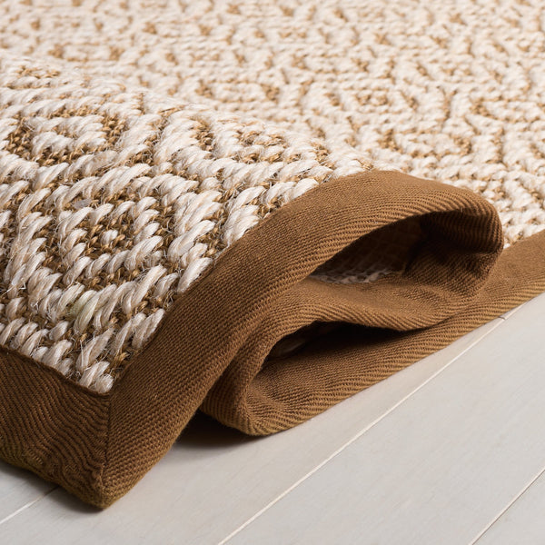 Safavieh Natural Sisal Area Rug With Jacquard Geometric Weave In Brown & Neutral Tones — Durable, Low-Profile Elegance 6'-0" x 9'-0" NF530T-6