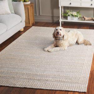 Safavieh Natural Hemp-Cotton Jacquard 6X9 Ivory Rug — Handcrafted Indian Weave, Sustainable Soft Textured Stripe NF558A-6