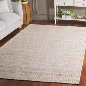Safavieh Natural Hemp-Cotton Jacquard 6X9 Ivory Rug — Handcrafted Indian Weave, Sustainable Soft Textured Stripe NF558A-6