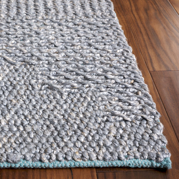 Safavieh Natural Hand Woven Runner Rug In Elegant Grey And Blue Hues, Eco-friendly For Every Decor Style Grey ,Blue 80% Hemp,20% Cotton Nf560k-5