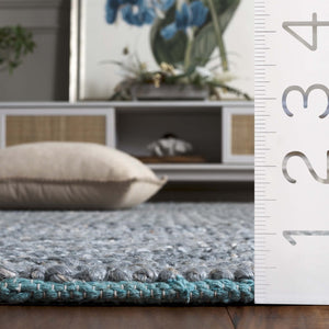 Safavieh Natural Hand Woven Area Rug – Eco-friendly Hemp & Cotton Blend For Stylish Home Decor & Comfort Grey ,Blue 80% Hemp,20% Cotton Nf560k-8