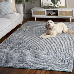 Safavieh Natural Hand Woven Runner Rug In Elegant Grey And Blue Hues, Eco-friendly For Every Decor Style Grey ,Blue 80% Hemp,20% Cotton Nf560k-5