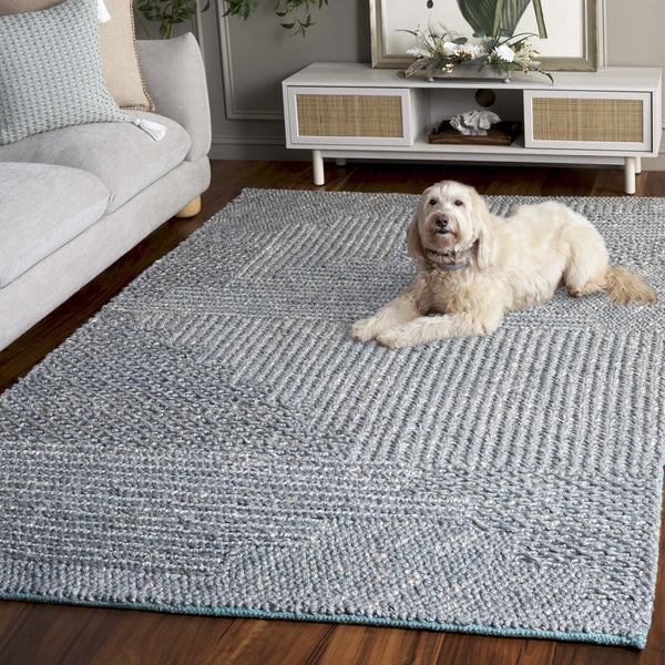 Safavieh Natural Hand Woven Runner Rug In Elegant Grey And Blue Hues, Eco-friendly For Every Decor Style Grey ,Blue 80% Hemp,20% Cotton Nf560k-5