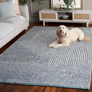 Safavieh Natural Hand Woven Area Rug – Eco-friendly Hemp & Cotton Blend For Stylish Home Decor & Comfort Grey ,Blue 80% Hemp,20% Cotton Nf560k-8