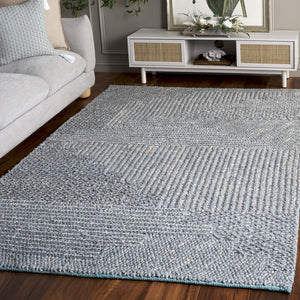 Safavieh Natural Hand Woven Runner Rug In Elegant Grey And Blue Hues, Eco-friendly For Every Decor Style Grey ,Blue 80% Hemp,20% Cotton Nf560k-5
