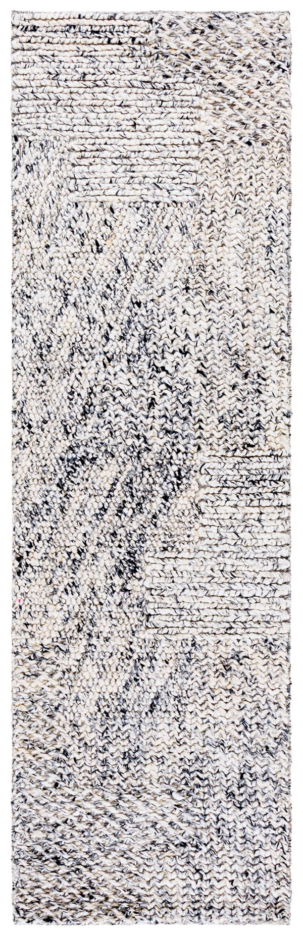 Safavieh Natural Hand Woven Runner Rug In Elegant Grey And Blue Hues, Eco-friendly For Every Decor Style Black ,Ivory 80% Hemp,20% Cotton Nf560z-28