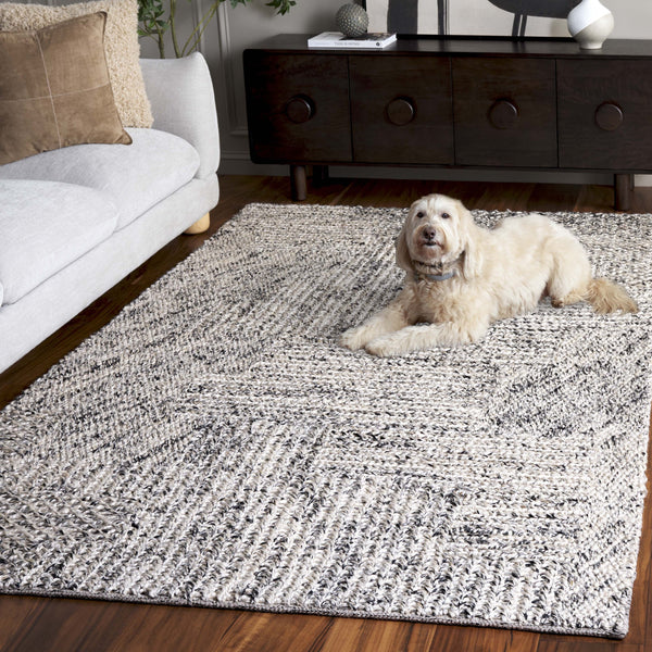 Safavieh Natural Hand Woven Runner Rug In Elegant Grey And Blue Hues, Eco-friendly For Every Decor Style Black ,Ivory 80% Hemp,20% Cotton Nf560z-5