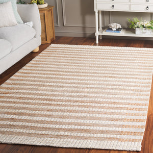 Safavieh Natural Fiber Runner Rug - Handcrafted Eco-friendly Design With Elegant Stripes For Any Space Natural ,Ivory 80% Hemp,15% Cotton,5% Polyester Nf561a-5