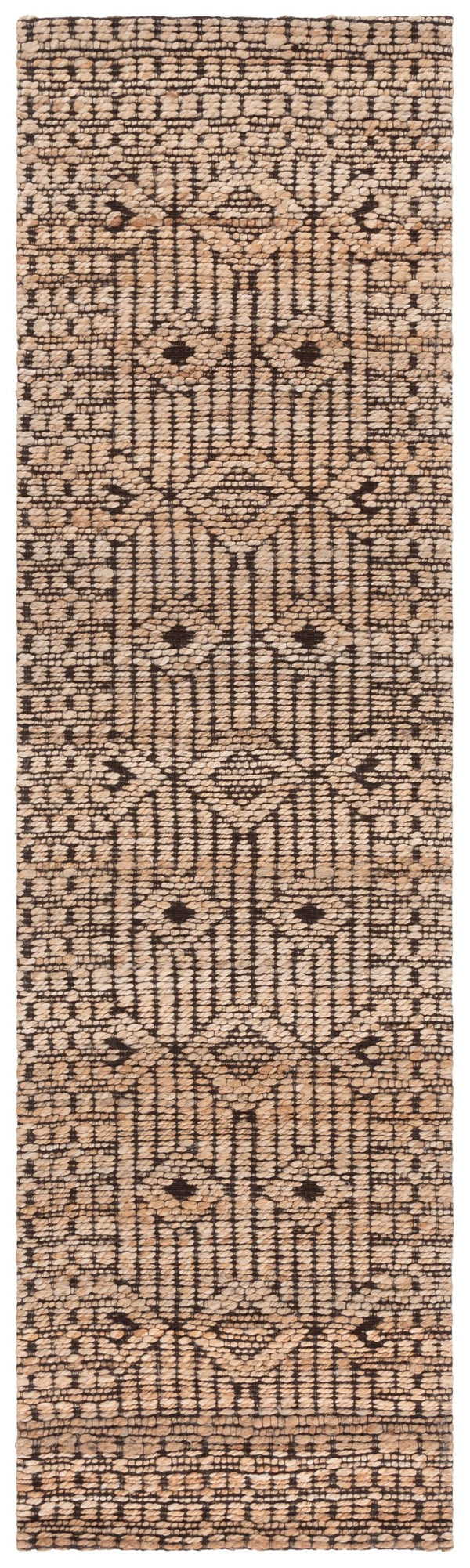 Safavieh Natural Fiber Runner Area Rug: Elegant Jacquard Weave Design In Striking Hues For Any Space Natural ,Black 80% Hemp,15% Cotton,5% Polyester Nf562a-28