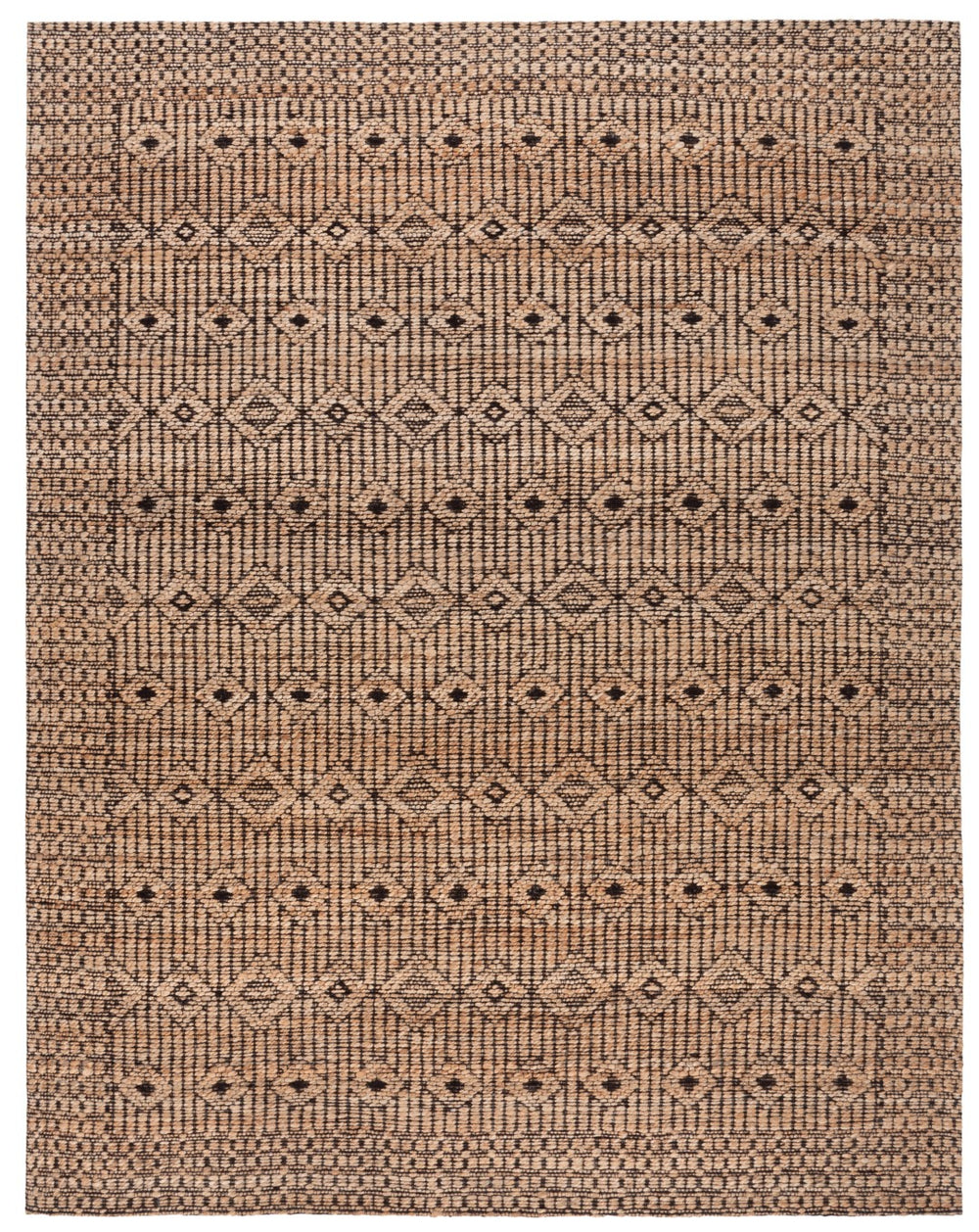 Safavieh Natural Fiber Area Rug – Elegant Eco-friendly Design In Geometric Motif For Stunning Home Decor Natural ,Black 80% Hemp,15% Cotton,5% Polyester Nf562a-6