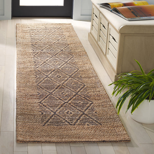 Safavieh Natural Runner Rug - Elegant Geometric Design, Eco-friendly Fiber Blend, Perfect For Hallways & Living Spaces Natural ,Brown 80% Hemp,15% Cotton,5% Polyester Nf563a-28