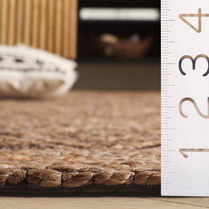 Safavieh Natural Fiber Area Rug - Elegant Jacquard Weave In Earthy Tones For Cozy Living Spaces And Style Natural ,Brown 80% Hemp,15% Cotton,5% Polyester Nf563a-4