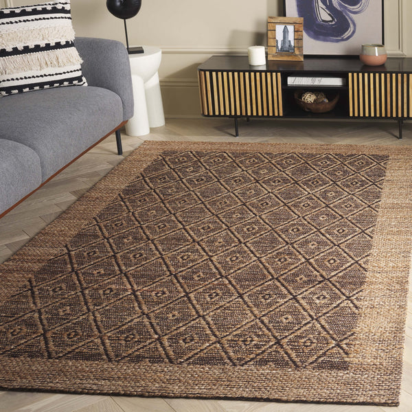 Safavieh Natural Runner Rug - Elegant Geometric Design, Eco-friendly Fiber Blend, Perfect For Hallways & Living Spaces Natural ,Brown 80% Hemp,15% Cotton,5% Polyester Nf563a-5