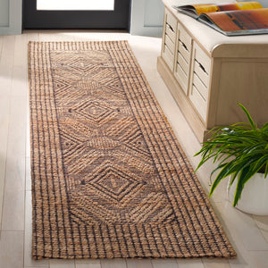 Safavieh Natural Fiber Area Rug - Elegant Geometric Design In Black & Natural Hues For Timeless Style Natural ,Black 80% Hemp,15% Cotton,5% Polyester Nf564a-4