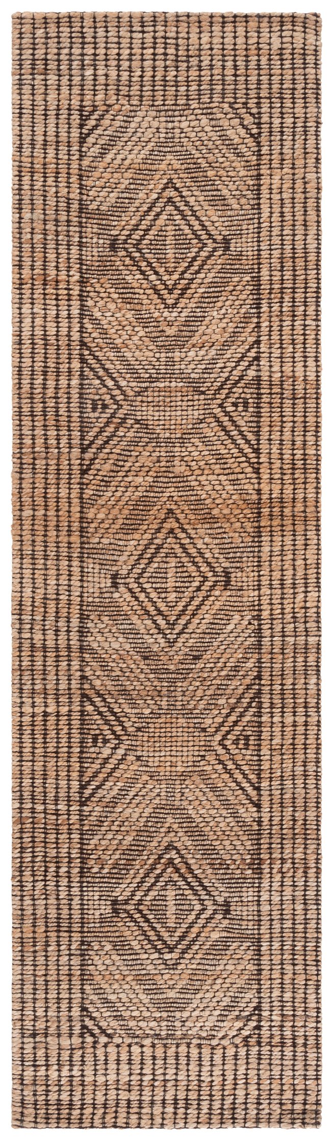 Safavieh Natural Fiber Runner Rug - Handwoven Elegant Design With Geometric Motifs For Timeless Home Décor Natural ,Black 80% Hemp,15% Cotton,5% Polyester Nf564a-8