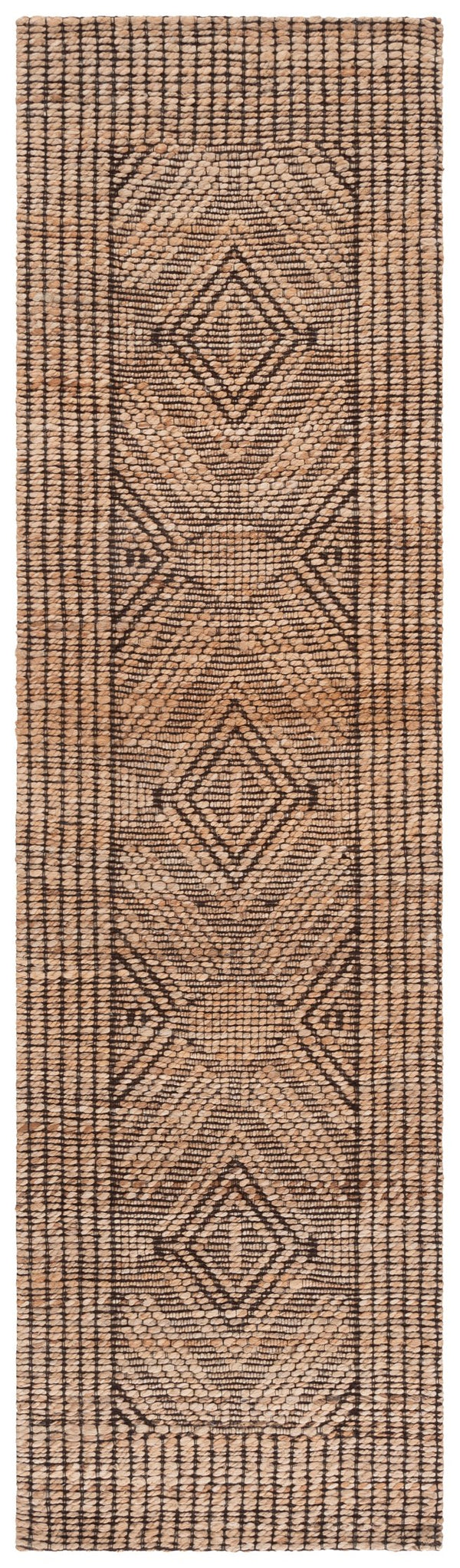 Safavieh Natural Fiber Runner Rug - Handwoven Elegant Design With Geometric Motifs For Timeless Home Décor Natural ,Black 80% Hemp,15% Cotton,5% Polyester Nf564a-28