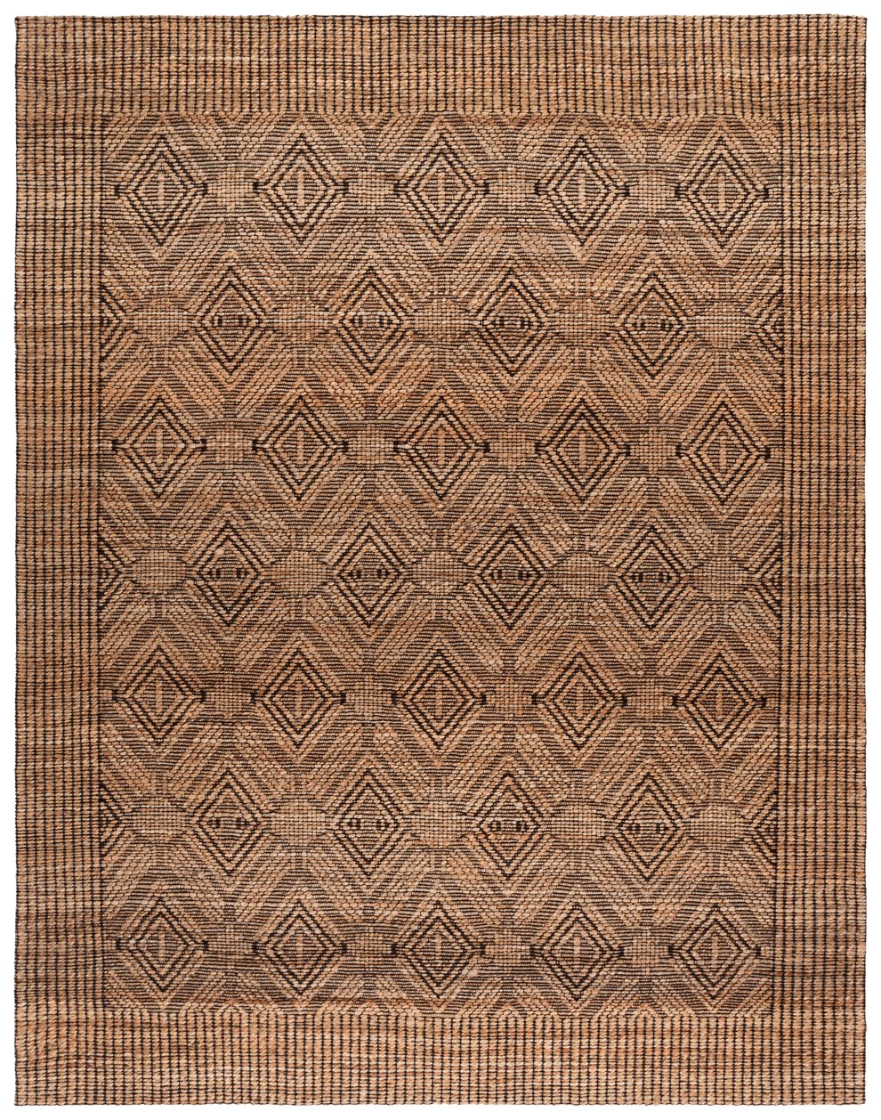 Safavieh Natural Fiber Runner Rug - Handwoven Elegant Design With Geometric Motifs For Timeless Home Décor Natural ,Black 80% Hemp,15% Cotton,5% Polyester Nf564a-8