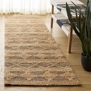 Safavieh Natural Hand‑Woven Jute Runner Rug — Coastal Black Geometric Jacquard Weave, Durable Plush Feel 2'-3" x 8'-0" NF571Z-28