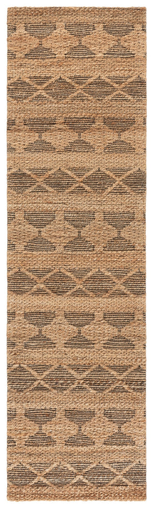 Safavieh Natural Hand-Woven Jute Jacquard Rug, Coastal Geometric Black & Natural Tones, Durable Texture 4'-0" x 6'-0" NF571Z-4