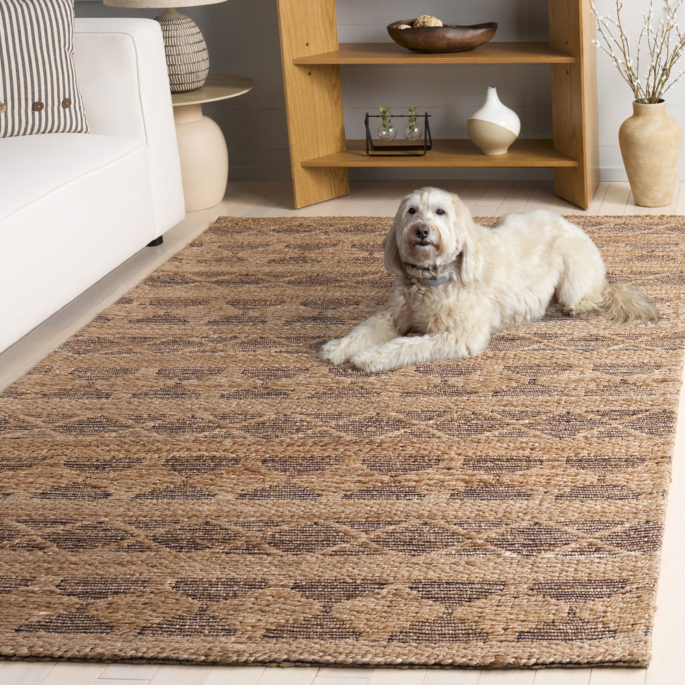 Safavieh Natural Hand‑Woven Jute Runner Rug — Coastal Black Geometric Jacquard Weave, Durable Plush Feel 2'-3" x 8'-0" NF571Z-28