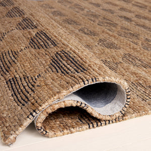 Safavieh Natural Handwoven Jacquard Jute Rug 5X8 — Coastal-Geometric Black & Natural Palette, Durable Texture 5'-0" x 8'-0" NF571Z-5