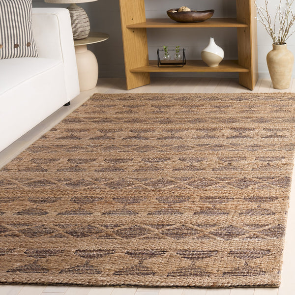 Safavieh Natural Hand‑Woven Jute Runner Rug — Coastal Black Geometric Jacquard Weave, Durable Plush Feel 2'-3" x 8'-0" NF571Z-28