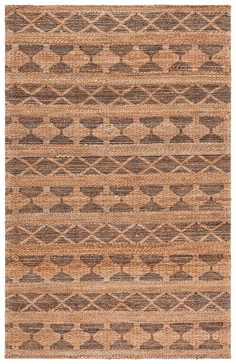 Safavieh Natural Hand‑Woven Jute Runner Rug — Coastal Black Geometric Jacquard Weave, Durable Plush Feel 2'-3" x 8'-0" NF571Z-28