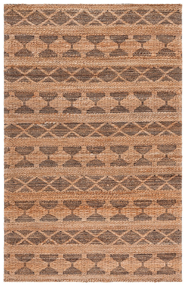 Safavieh Natural Hand‑Woven Jute Runner Rug — Coastal Black Geometric Jacquard Weave, Durable Plush Feel 2'-3" x 8'-0" NF571Z-28