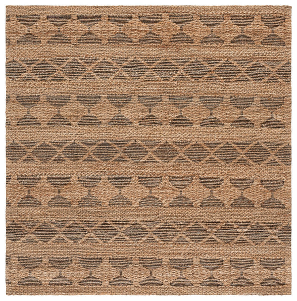 Safavieh Natural Hand‑Woven Jute Runner Rug — Coastal Black Geometric Jacquard Weave, Durable Plush Feel 2'-3" x 8'-0" NF571Z-28