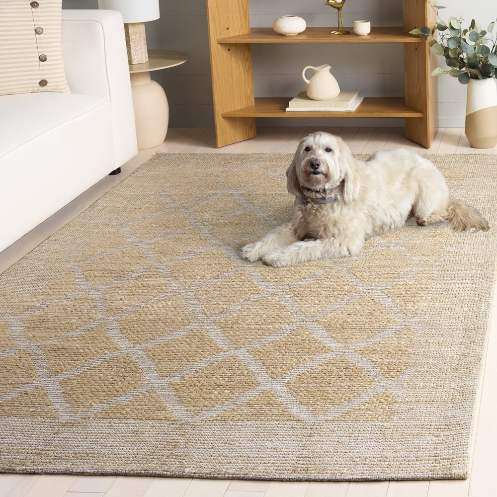 Safavieh Natural Hand‑Woven Jacquard Ivory Rug — Coastal Geometric Texture, Jute Blend, Durable Soft 7/8" 5'-0" x 8'-0" NF572A-5
