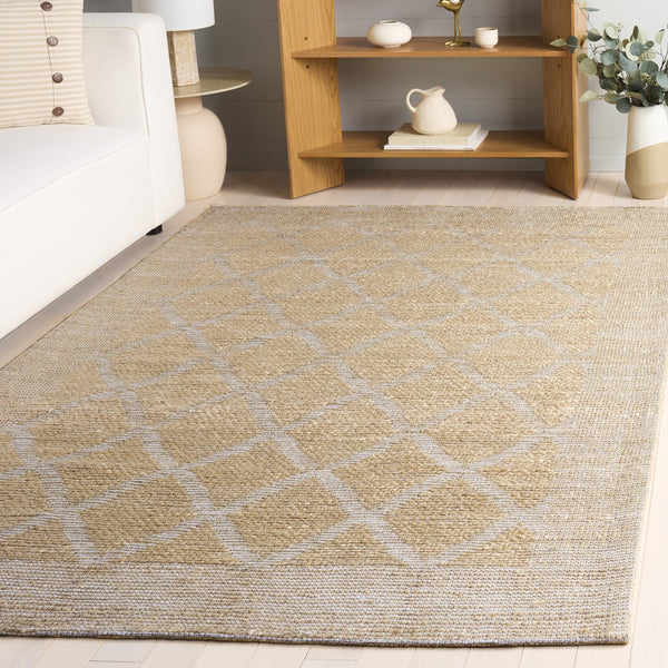 Safavieh Natural Hand‑Woven Jacquard Ivory Rug — Coastal Geometric Texture, Jute Blend, Durable Soft 7/8" 5'-0" x 8'-0" NF572A-5