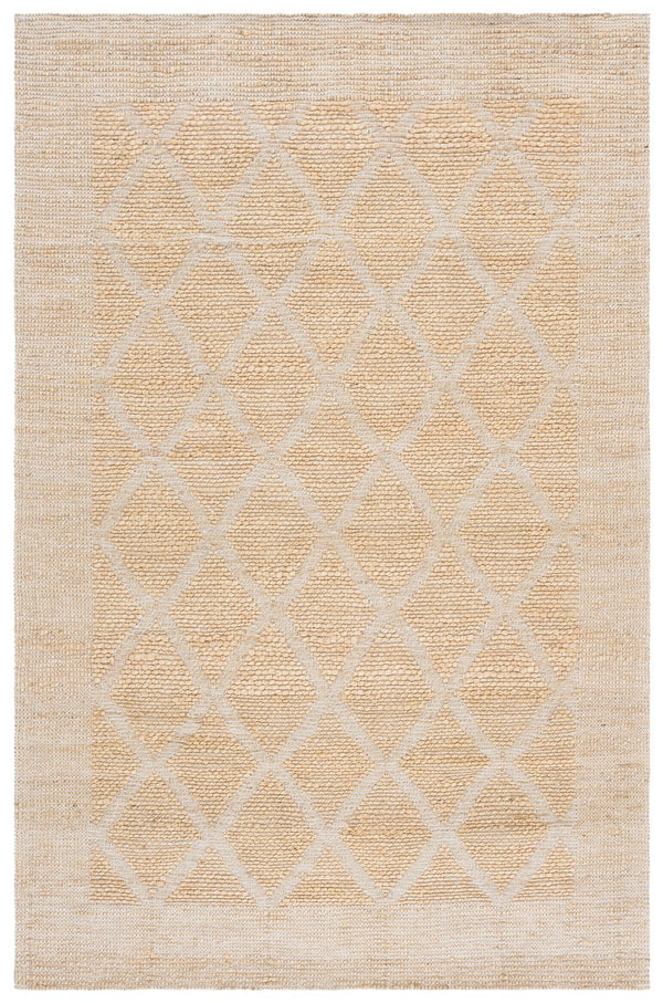 Safavieh Natural Handwoven Jute Rug In Ivory — Coastal Geometric Design, Durable 7/8" Pile, Artisanal Charm 6'-0" x 6'-0" NF572A-6SQ
