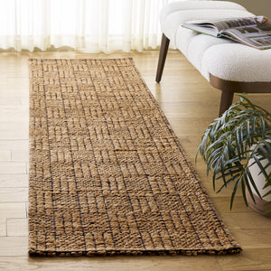 Safavieh Natural Hand-Woven Jute Rug With Black Geometric Jacquard Pattern — Durable, Textured, Coastal Chic 5'-0" x 8'-0" NF574Z-5