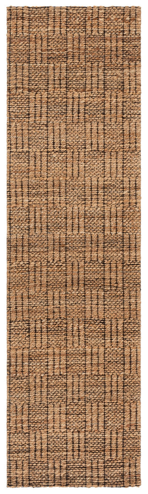 Safavieh Natural Hand-Woven Jute Rug With Black Geometric Jacquard Pattern — Durable, Textured, Coastal Chic 5'-0" x 8'-0" NF574Z-5