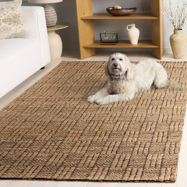 Safavieh Natural Hand‑Woven Jute Rug 8X10 Geometric Black Natural Texture Low Profile Durable Artisanal 8'-0" x 10'-0" NF574Z-8