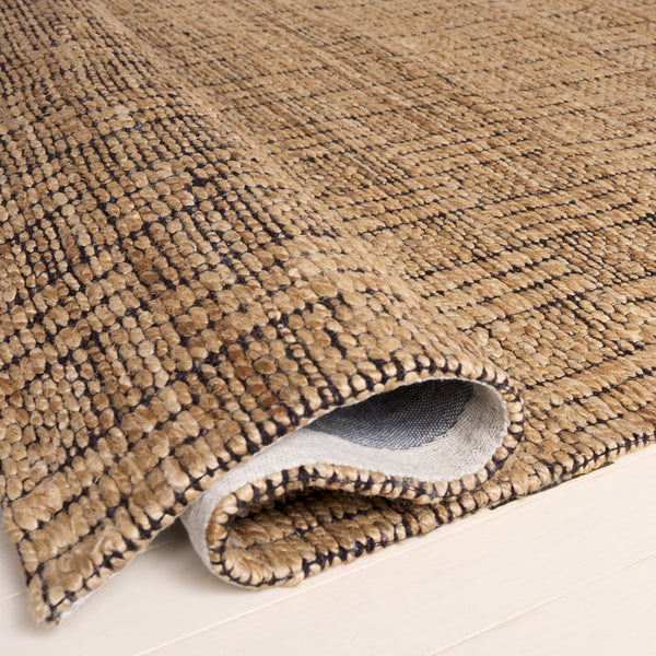 Safavieh Natural Hand-Woven Jute Rug With Black Geometric Jacquard Pattern — Durable, Textured, Coastal Chic 5'-0" x 8'-0" NF574Z-5