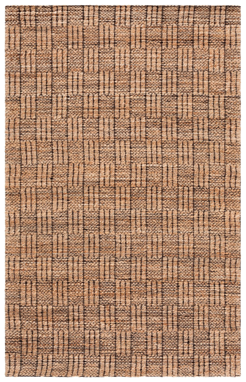 Safavieh Natural Hand‑Woven Jute Rug 8X10 Geometric Black Natural Texture Low Profile Durable Artisanal 8'-0" x 10'-0" NF574Z-8