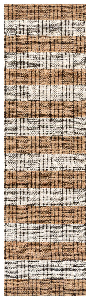 Safavieh Natural Hand-Woven Jute Ivory Area Rug — Rustic Plaid Jacquard, 7/8" Pile, Coastal Farmhouse Texture 4'-0" x 6'-0" NF575A-4